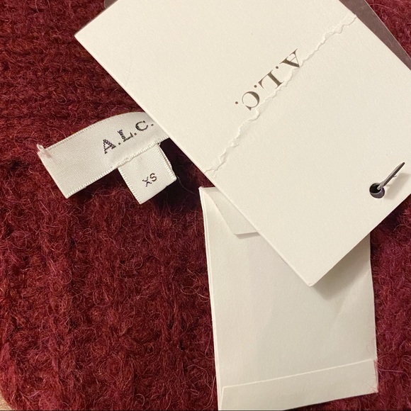 ALC A.L.C Cleveland Burgundy red knit button up v-neck cardigan sweater pockets - Picture 12 of 16